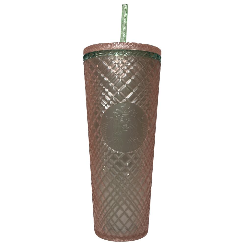 Starbucks Pink Green Diamond Studded Cold Cup 24oz